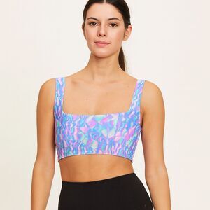 NWT Peixoto Jada Crop Top Psychedelic Print w/ Built-In Bra Square Neck Sz Small
